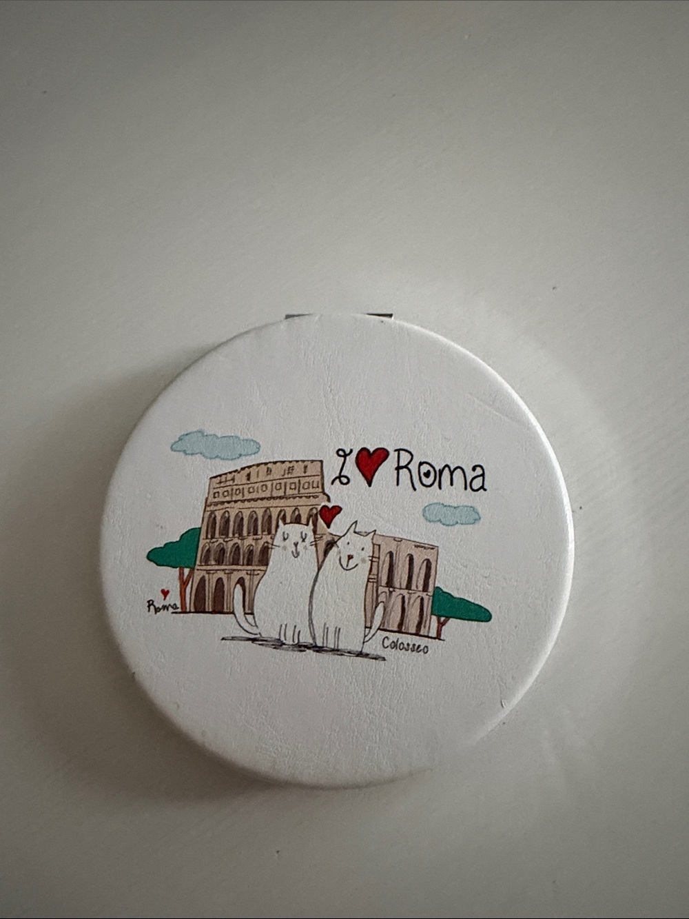 I Love Roma White Decorative Double Mirror Compact - Picture 3 of 4